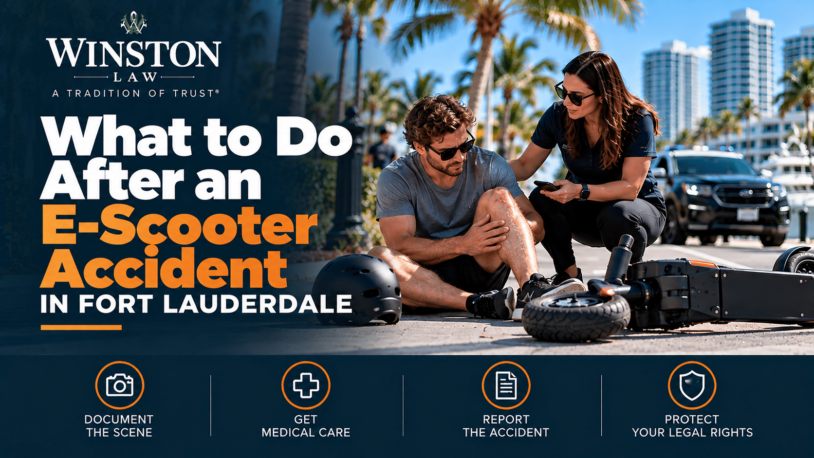Injured e-scooter rider receiving help after a Fort Lauderdale scooter accident